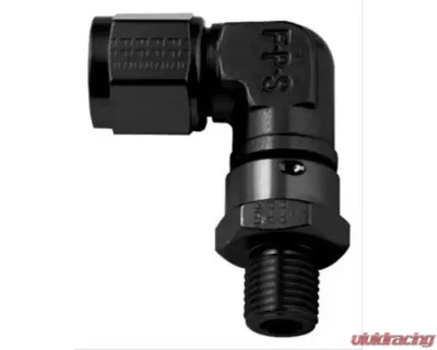 Fragola -8AN Female Nut x 3/4-16 (8) O-Ring 90 Degree Swivel - Black - 499008-BL