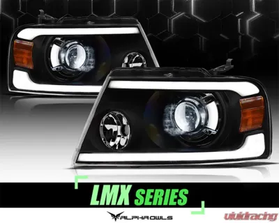 Alpha Owls LMX Series LED Projector Headlights (LED Projector Black housing w/ LumenX Light Bar) Ford F-150 | Lincoln Mark-LT 2004-2008 - 8707418