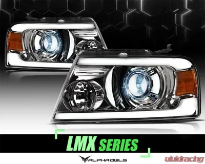 Alpha Owls LMX Series LED Projector Headlights (LED Projector Chrome housing w/ LumenX Light Bar)Ford F-150 | Lincoln Mark-LT 2004-2008 - 8707425