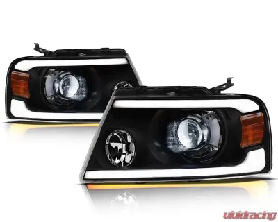 Alpha Owls SQX Series LED Projector Headlights (LED Projector Black housing w/ Sequential Signal/LumenX Light Bar) Ford F-150 | Lincoln Mark-LT 2004-2008 - 8707432