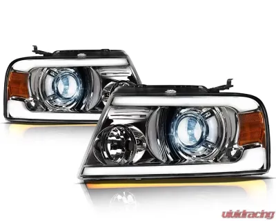Alpha Owls SQX Series LED Projector Headlights (LED Projector Chrome housing w/ Sequential Signal/LumenX Light Bar) Ford F-150 | Lincoln Mark-LT 2004-2008 - 8707449
