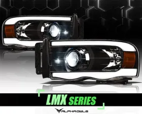 Alpha Owls LMX Series LED Projector Headlights (LED Projector Black housing w/ LumenX Light Bar) Dodge Ram 1500 | 2500 | 3500 2002-2005