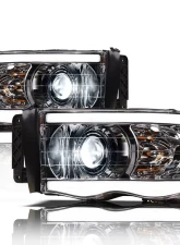 Alpha Owls LMX Series LED Projector Headlights (LED Projector Chrome housing w/ LumenX Light Bar) Dodge Ram 1500 | 2500 | 3500 2002-2005                                     - 8707487 - Image 2