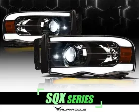 Alpha Owls SQX Series LED Projector Headlights (LED Projector Black housing w/ Sequential Signal/LumenX Light Bar) Dodge Ram 1500 | 2500 | 3500 2002-2005