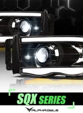 Alpha Owls SQX Series LED Projector Headlights (LED Projector Black housing w/ Sequential Signal/LumenX Light Bar) Dodge Ram 1500 | 2500 | 3500 2002-2005                                     - 8707494 - Image 4