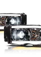 Alpha Owls SQX Series LED Projector Headlights (LED Projector Chrome housing w/ Sequential Signal/LumenX Light Bar) Dodge Ram 1500 | 2500 | 3500 2002-2005                                     - 8707500 - Image 2