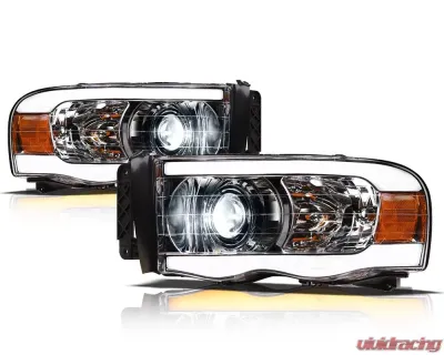 Alpha Owls SQX Series LED Projector Headlights (LED Projector Chrome housing w/ Sequential Signal/LumenX Light Bar) Dodge Ram 1500 | 2500 | 3500 2002-2005 - 8707500