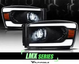 Alpha Owls LMX Series LED Projector Headlights (LED Projector Black housing w/ LumenX Light Bar) Dodge Ram 1500 | 2500 | 3500 2006-2008