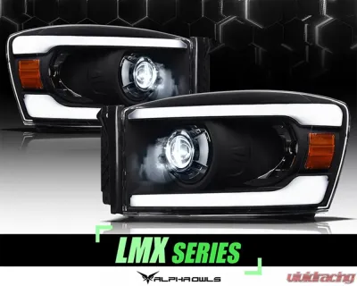 Alpha Owls LMX Series LED Projector Headlights (LED Projector Black housing w/ LumenX Light Bar) Dodge Ram 1500 | 2500 | 3500 2006-2008 - 8707517