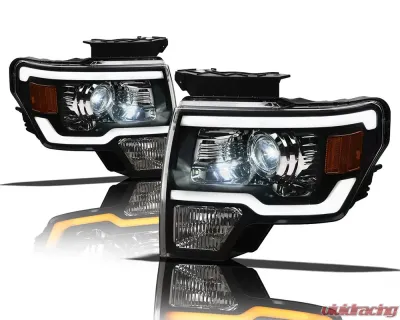 Alpha Owls SQX Series LED Projector Headlights (LED Projector Black housing w/ Sequential Signal/LumenX Light Bar) Ford F-150 2009-2014 - 8707548