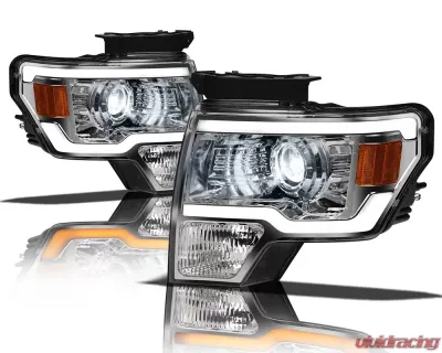 Alpha Owls SQX Series LED Projector Headlights (LED Projector Chrome housing w/ Sequential Signal/LumenX Light Bar) Ford F-150 2009-2014 - 8707555