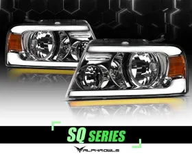 Alpha Owls SQ Series Headlights (Crystal Headlights Chrome housing w/ Sequential Signal/LumenX Light Bar) Ford F-150 | Lincoln Mark-LT 2004-2008