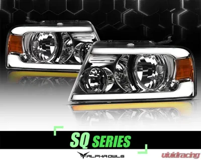 Alpha Owls SQ Series Headlights (Crystal Headlights Chrome housing w/ Sequential Signal/LumenX Light Bar) Ford F-150 | Lincoln Mark-LT 2004-2008 - 8707562