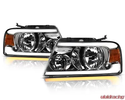 Alpha Owls SQ Series Headlights (Crystal Headlights Chrome housing w/ Sequential Signal/LumenX Light Bar) Ford F-150 | Lincoln Mark-LT 2004-2008 - 8707562