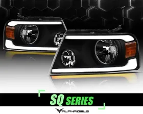 Alpha Owls SQ Series Headlights (Crystal Headlights Black housing w/ Sequential Signal/LumenX Light Bar) Ford F-150 | Lincoln Mark-LT 2004-2008