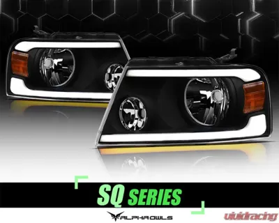 Alpha Owls SQ Series Headlights (Crystal Headlights Black housing w/ Sequential Signal/LumenX Light Bar) Ford F-150 | Lincoln Mark-LT 2004-2008 - 8707579