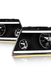 Alpha Owls SQ Series Headlights (Crystal Headlights Black housing w/ Sequential Signal/LumenX Light Bar) Ford F-150 | Lincoln Mark-LT 2004-2008                                     - 8707579 - Image 2