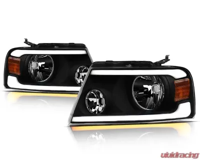 Alpha Owls SQ Series Headlights (Crystal Headlights Black housing w/ Sequential Signal/LumenX Light Bar) Ford F-150 | Lincoln Mark-LT 2004-2008 - 8707579