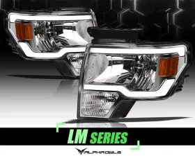 Alpha Owls LM Series Headlights (Crystal Headlights Chrome housing w/ LumenX Light Bar) Ford F-150 2009-2014