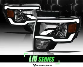 Alpha Owls LM Series Headlights (Crystal Headlights Black housing w/ LumenX Light Bar) Ford F-150 2009-2014