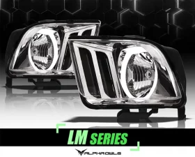 Alpha Owls LM Series Headlights (Crystal Headlights Chrome housing w/ LumenX Halo) Ford Mustang 2005-2009