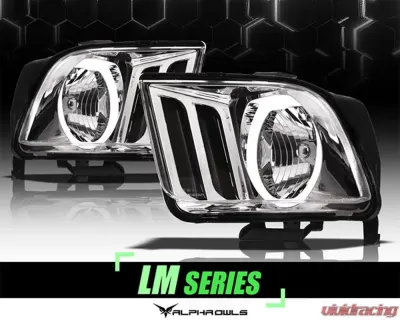 Alpha Owls LM Series Headlights (Crystal Headlights Chrome housing w/ LumenX Halo) Ford Mustang 2005-2009 - 8707609