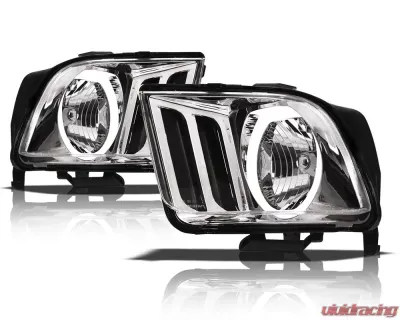 Alpha Owls LM Series Headlights (Crystal Headlights Chrome housing w/ LumenX Halo) Ford Mustang 2005-2009 - 8707609