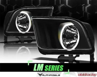 Alpha Owls LM Series Headlights (Crystal Headlights Black housing w/ LumenX Halo) Ford Mustang 2005-2009 - 8707616
