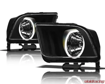 Alpha Owls LM Series Headlights (Crystal Headlights Black housing w/ LumenX Halo) Ford Mustang 2005-2009 - 8707616