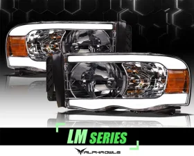 Alpha Owls LM Series Headlights (Crystal Headlights Chrome housing w/ LumenX Light Bar) Dodge Ram 1500 | 2500 | 3500 2002-2005