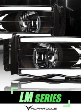Alpha Owls LM Series Headlights (Crystal Headlights Black housing w/ LumenX Light Bar) Dodge Ram 1500 | 2500 | 3500 2002-2005                                     - 8707630 - Image 4
