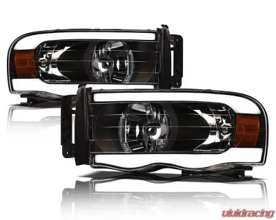 Alpha Owls LM Series Headlights (Crystal Headlights Black housing w/ LumenX Light Bar) Dodge Ram 1500 | 2500 | 3500 2002-2005 - 8707630