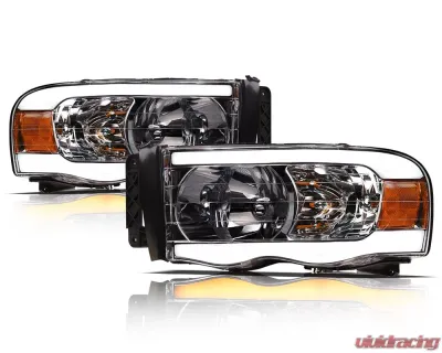 Alpha Owls SQ Series Headlights (Crystal Headlights Chrome housing w/ Sequential Signal/LumenX Light Bar) Dodge Ram 1500 | 2500 | 3500 2002-2005 - 8707647