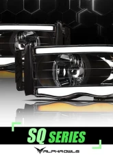 Alpha Owls SQ Series Headlights (Crystal Headlights Black housing w/ Sequential Signal/LumenX Light Bar) Dodge Ram 1500 | 2500 | 3500 2002-2005                                     - 8707654 - Image 4