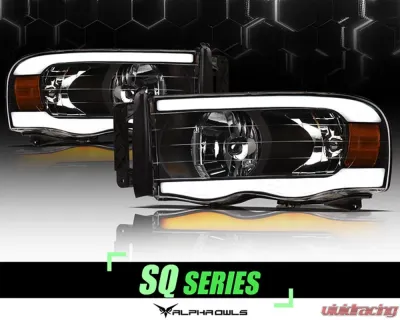 Alpha Owls SQ Series Headlights (Crystal Headlights Black housing w/ Sequential Signal/LumenX Light Bar) Dodge Ram 1500 | 2500 | 3500 2002-2005 - 8707654