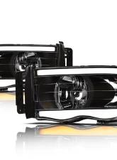 Alpha Owls SQ Series Headlights (Crystal Headlights Black housing w/ Sequential Signal/LumenX Light Bar) Dodge Ram 1500 | 2500 | 3500 2002-2005                                     - 8707654 - Image 2