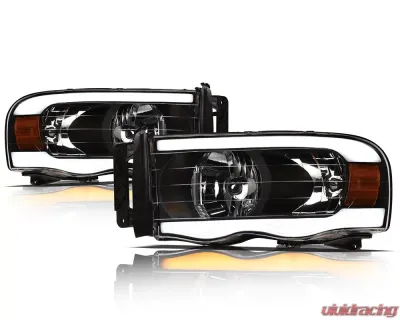 Alpha Owls SQ Series Headlights (Crystal Headlights Black housing w/ Sequential Signal/LumenX Light Bar) Dodge Ram 1500 | 2500 | 3500 2002-2005 - 8707654