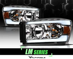 Alpha Owls LM Series Headlights (Crystal Headlights Chrome housing w/ LumenX Light Bar) Dodge Ram 1500 | 2500 | 3500 2006-2009