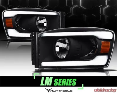 Alpha Owls LM Series Headlights (Crystal Headlights Black housing w/ LumenX Light Bar) Dodge Ram 1500 | 2500 | 3500 2006-2009 - 8707678
