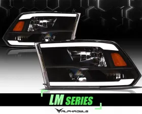 Alpha Owls LM Series Headlights (Crystal Headlights Black housing w/ LumenX Light Bar) Dodge Ram 1500 | Ram 2009-2022
