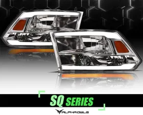 Alpha Owls SQ Series Headlights (Crystal Headlights Chrome housing w/ Sequential Signal/LumenX Light Bar) Dodge Ram 1500 | Ram 2009-2022