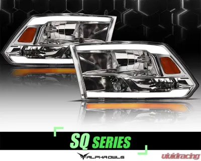 Alpha Owls SQ Series Headlights (Crystal Headlights Chrome housing w/ Sequential Signal/LumenX Light Bar) Dodge Ram 1500 | Ram 2009-2022 - 8707708