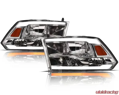 Alpha Owls SQ Series Headlights (Crystal Headlights Chrome housing w/ Sequential Signal/LumenX Light Bar) Dodge Ram 1500 | Ram 2009-2022 - 8707708