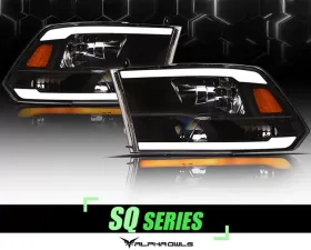 Alpha Owls SQ Series Headlights (Crystal Headlights Black housing w/ Sequential Signal/LumenX Light Bar) Dodge Ram 1500 | Ram 2009-2022