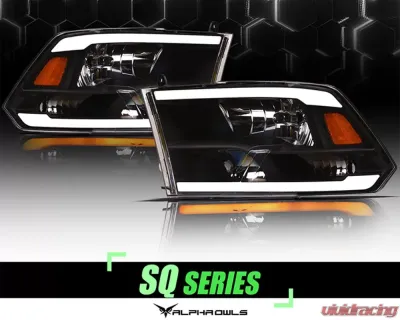 Alpha Owls SQ Series Headlights (Crystal Headlights Black housing w/ Sequential Signal/LumenX Light Bar) Dodge Ram 1500 | Ram 2009-2022 - 8707715
