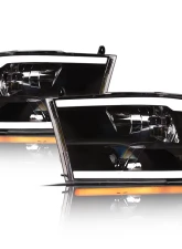 Alpha Owls SQ Series Headlights (Crystal Headlights Black housing w/ Sequential Signal/LumenX Light Bar) Dodge Ram 1500 | Ram 2009-2022                                     - 8707715 - Image 2