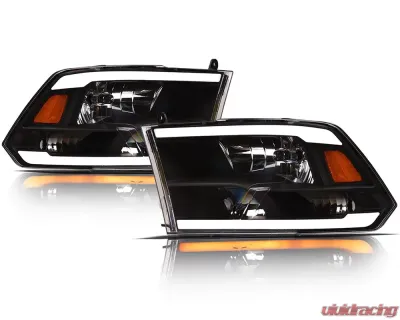 Alpha Owls SQ Series Headlights (Crystal Headlights Black housing w/ Sequential Signal/LumenX Light Bar) Dodge Ram 1500 | Ram 2009-2022 - 8707715