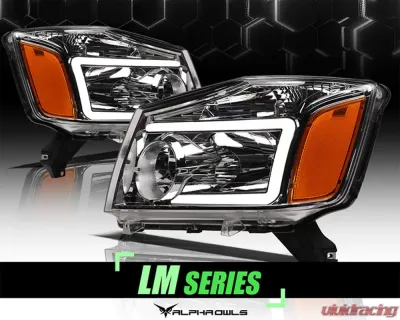Alpha Owls LM Series Headlights (Crystal Headlights Chrome housing w/ LumenX Light Bar) Nissan Titan 2004-2015 - 8707722