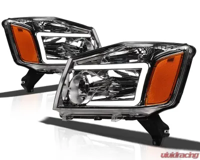 Alpha Owls LM Series Headlights (Crystal Headlights Chrome housing w/ LumenX Light Bar) Nissan Titan 2004-2015 - 8707722