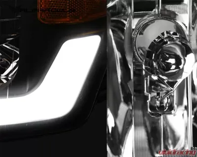 Alpha Owls LM Series Headlights (Crystal Headlights Chrome housing w/ LumenX Light Bar) Nissan Titan 2004-2015 - 8707722